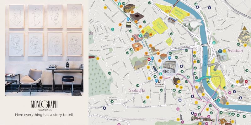 BRANDED TOURIST MAPS OF TBILISI FOR HOTEL MONOGRAPH