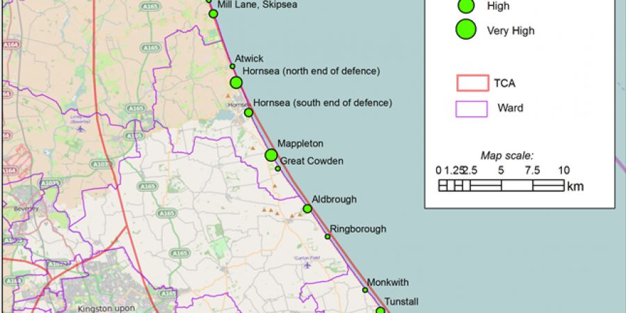 England's east coast erosion risk assessment in  GIS