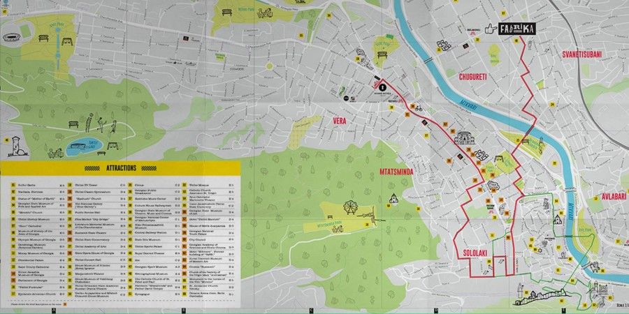 Special edition of tourist maps for Rooms Hotel Tbilisi, Holiday Inn and Fabrika