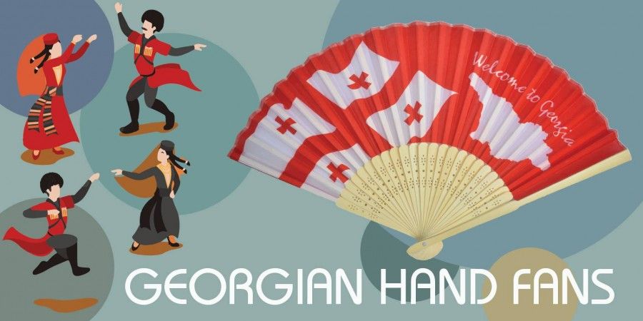 Hand-Fans With The Illustration Of Georgian Flag