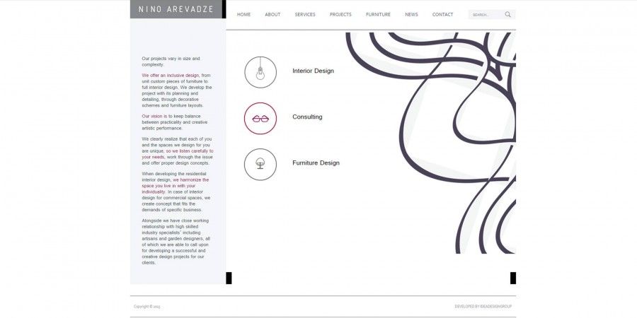 Website design and development for interior designer Nino Arevadze