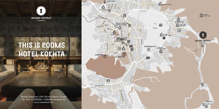 Bakuriani-Kokhta branded tourist map for Rooms Hotel Kokhta